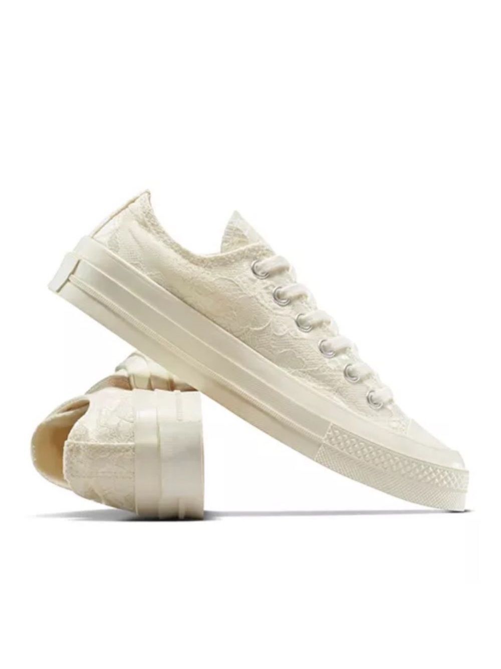 CONVERSE 7 Chuck 70 Vintage Bohemian Floral Lace Ivory Off White Base Sneakers